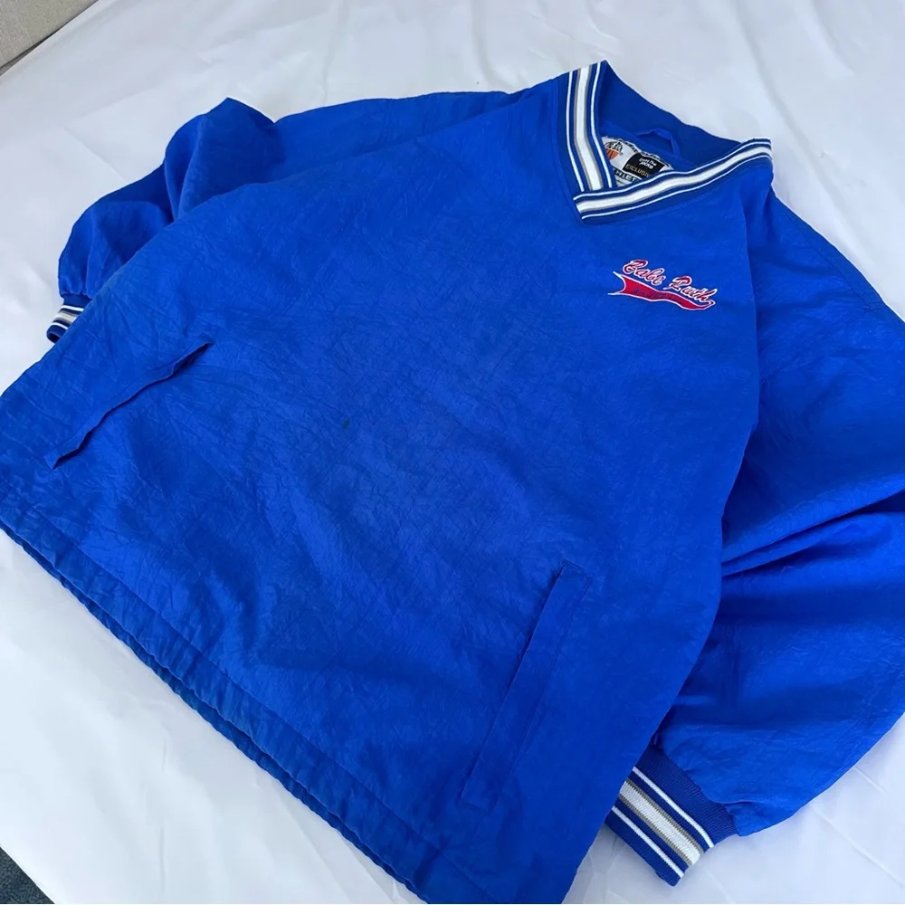 Vintage 90s Shoot The Rock Pullover Windbreaker Babe Ruth Baseball Blue Large‎